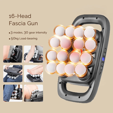 16-Head Fascia Gun High-Frequency Vibration Body Massage Gun Back and Waist Massager Neck Shoulder Massager Muscle masajeador
