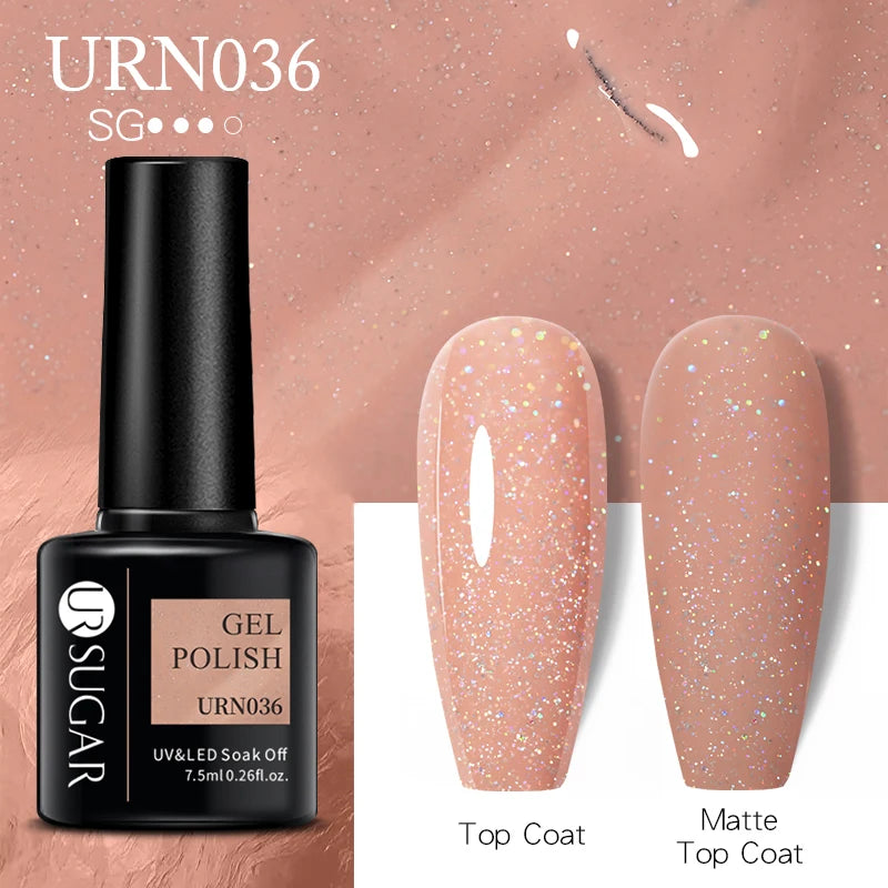 UR SUGAR 7.5ML Blue Black Red Glitter Sequin Color Gel Nail Polish Semi-permanent Varnish For Nail Art Manicure Soak Off UV Gel