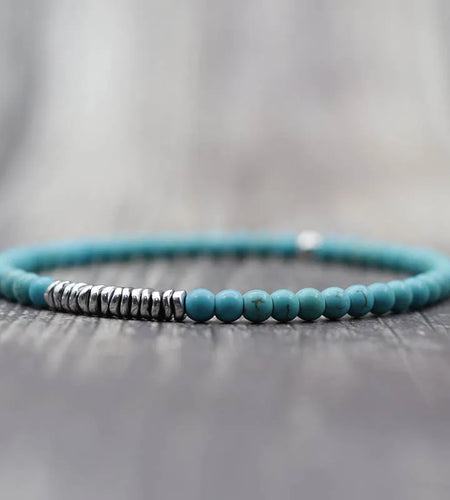 New 4mm Stone Bracelet Men Natural Volcanic Rock Tiger Eye Braslet Beaded Silver Color Hematite Elastic Braclet Pulsera Hombre