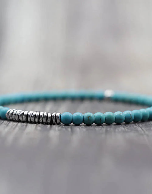 Load image into Gallery viewer, New 4mm Stone Bracelet Men Natural Volcanic Rock Tiger Eye Braslet Beaded Silver Color Hematite Elastic Braclet Pulsera Hombre
