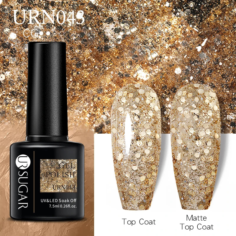 UR SUGAR 7.5ML Blue Black Red Glitter Sequin Color Gel Nail Polish Semi-permanent Varnish For Nail Art Manicure Soak Off UV Gel