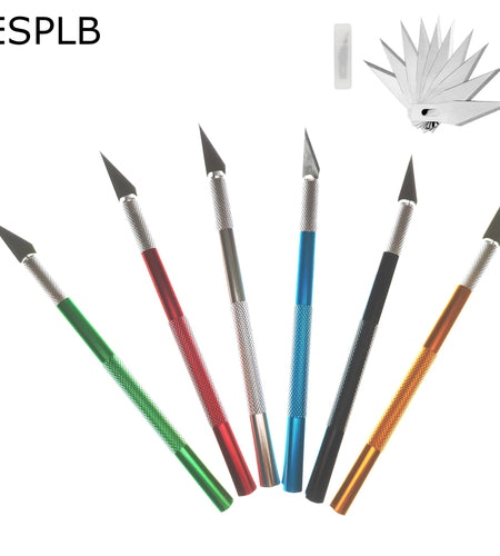Engraving Non-Slip Metal Scalpel Knife Kit + 50/20/10/5pcs #11 Blades Cutter Craft Knives for Mobile Phone PCB Repair Hand Tools
