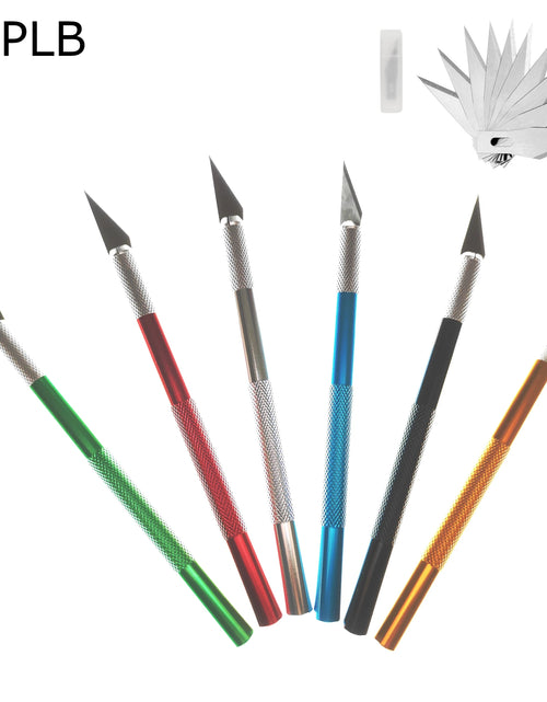 Load image into Gallery viewer, Engraving Non-Slip Metal Scalpel Knife Kit + 50/20/10/5pcs #11 Blades Cutter Craft Knives for Mobile Phone PCB Repair Hand Tools
