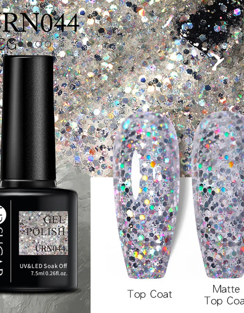 Load image into Gallery viewer, UR SUGAR 7.5ML Blue Black Red Glitter Sequin Color Gel Nail Polish Semi-permanent Varnish For Nail Art Manicure Soak Off UV Gel
