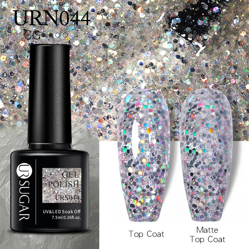 UR SUGAR 7.5ML Blue Black Red Glitter Sequin Color Gel Nail Polish Semi-permanent Varnish For Nail Art Manicure Soak Off UV Gel