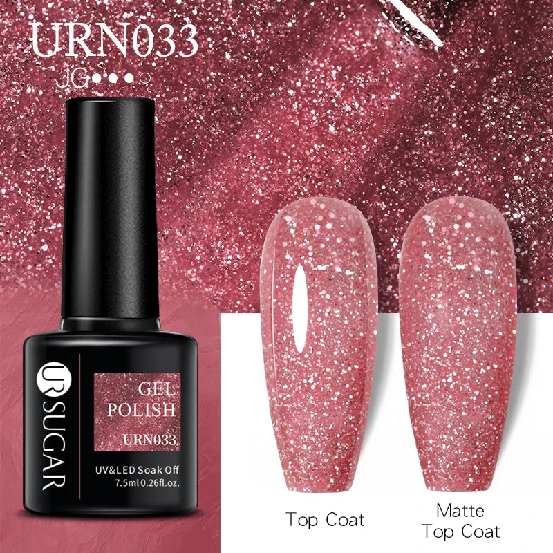 UR SUGAR 7.5ML Blue Black Red Glitter Sequin Color Gel Nail Polish Semi-permanent Varnish For Nail Art Manicure Soak Off UV Gel