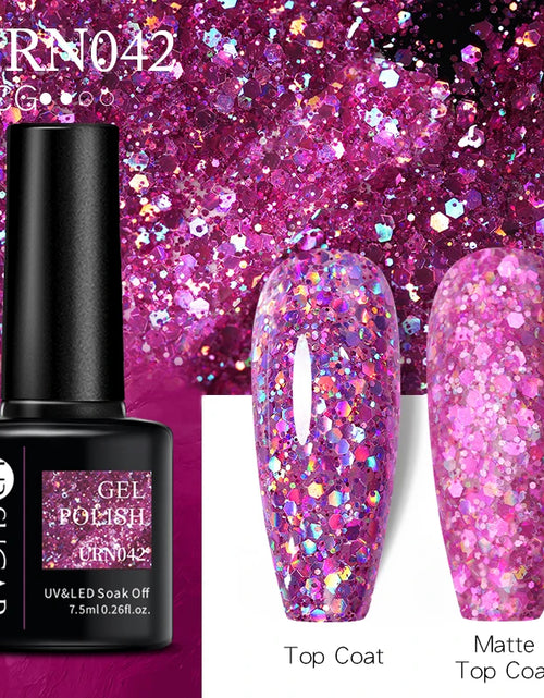 Load image into Gallery viewer, UR SUGAR 7.5ML Blue Black Red Glitter Sequin Color Gel Nail Polish Semi-permanent Varnish For Nail Art Manicure Soak Off UV Gel
