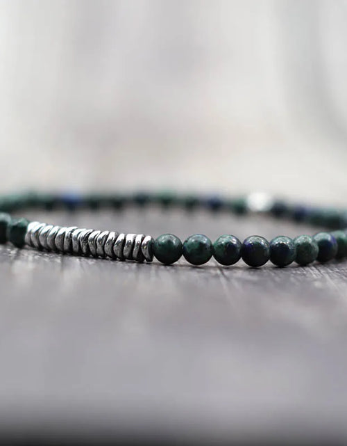 Load image into Gallery viewer, New 4mm Stone Bracelet Men Natural Volcanic Rock Tiger Eye Braslet Beaded Silver Color Hematite Elastic Braclet Pulsera Hombre
