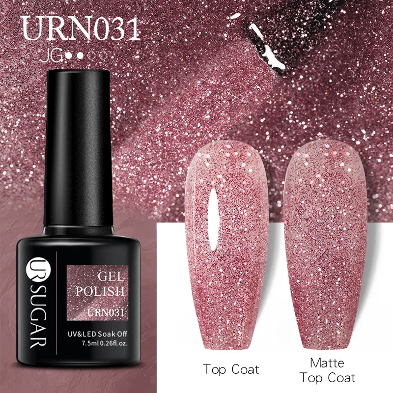 UR SUGAR 7.5ML Blue Black Red Glitter Sequin Color Gel Nail Polish Semi-permanent Varnish For Nail Art Manicure Soak Off UV Gel