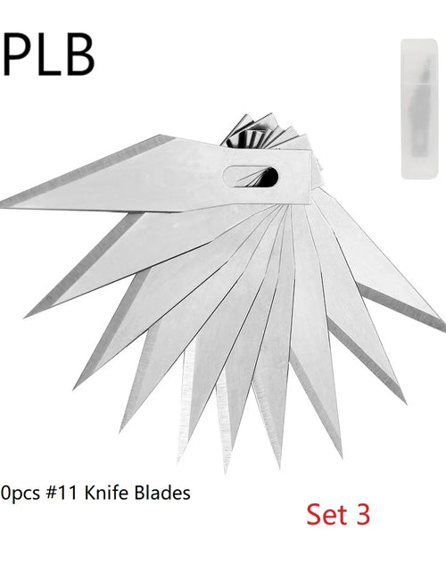 Load image into Gallery viewer, Engraving Non-Slip Metal Scalpel Knife Kit + 50/20/10/5pcs #11 Blades Cutter Craft Knives for Mobile Phone PCB Repair Hand Tools
