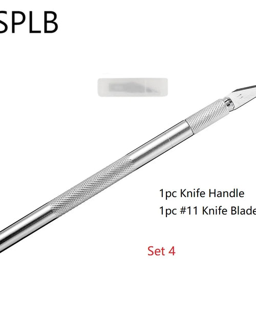 Load image into Gallery viewer, Engraving Non-Slip Metal Scalpel Knife Kit + 50/20/10/5pcs #11 Blades Cutter Craft Knives for Mobile Phone PCB Repair Hand Tools
