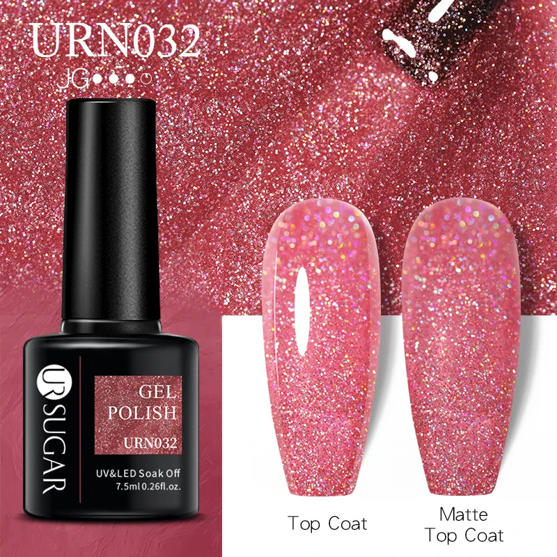 UR SUGAR 7.5ML Blue Black Red Glitter Sequin Color Gel Nail Polish Semi-permanent Varnish For Nail Art Manicure Soak Off UV Gel