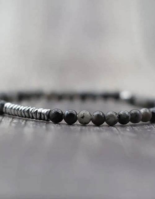 Load image into Gallery viewer, New 4mm Stone Bracelet Men Natural Volcanic Rock Tiger Eye Braslet Beaded Silver Color Hematite Elastic Braclet Pulsera Hombre
