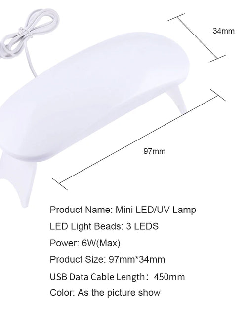 Load image into Gallery viewer, Portable Nail Dryer Lamp UV LED Nail Light For Curing All Gel Polish USB Rechargeable Quick Dry Manicure Machine Nail Art Tools
