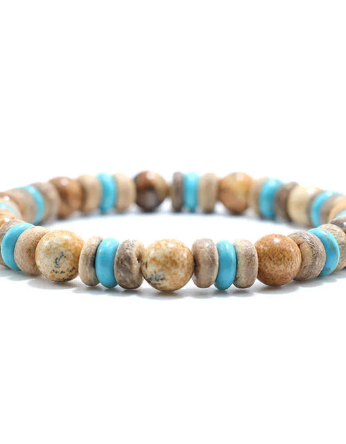 Load image into Gallery viewer, Natural Lava Tiger eye Bracelet Men Stone Vintage Wenge Wood Braslet Sanskrit Prayer Buddha Braclet Beaded Brazalete For Hombre
