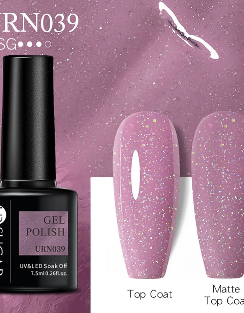 Load image into Gallery viewer, UR SUGAR 7.5ML Blue Black Red Glitter Sequin Color Gel Nail Polish Semi-permanent Varnish For Nail Art Manicure Soak Off UV Gel
