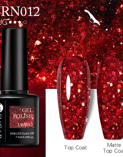 Load image into Gallery viewer, UR SUGAR 7.5ML Blue Black Red Glitter Sequin Color Gel Nail Polish Semi-permanent Varnish For Nail Art Manicure Soak Off UV Gel
