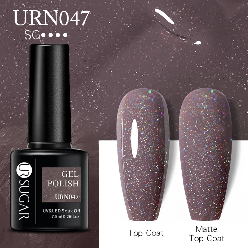 UR SUGAR 7.5ML Blue Black Red Glitter Sequin Color Gel Nail Polish Semi-permanent Varnish For Nail Art Manicure Soak Off UV Gel