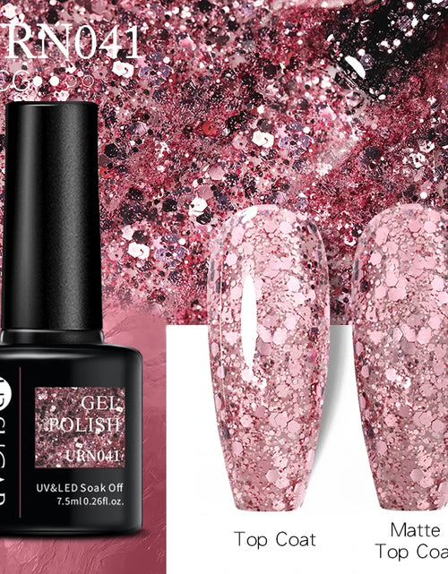 Load image into Gallery viewer, UR SUGAR 7.5ML Blue Black Red Glitter Sequin Color Gel Nail Polish Semi-permanent Varnish For Nail Art Manicure Soak Off UV Gel
