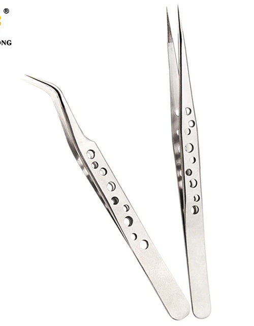 Load image into Gallery viewer, Electronics Industrial Tweezers Precision  Anti-static Curved Straight Tip Stainless Forceps Phone Repair Hand Tool
