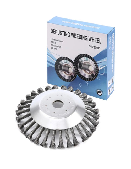 Load image into Gallery viewer, Lawn Mower Weeding Disc 8 Inch Wire Weeding Wheel Garden Tool Lawn Mower Accessories Twisted Wire Disc Type Wire Wheel
