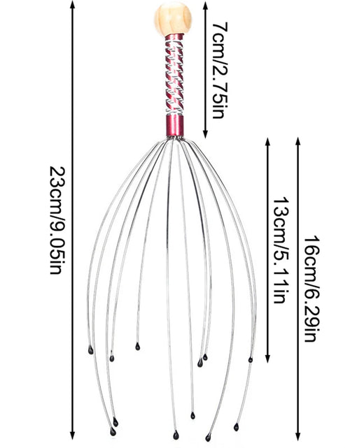 Load image into Gallery viewer, 1PC Octopus Head Massager Stainless Steel Engraved Head Relaxer Brain Massage Claw Scalp Scratcher Itch Reliever Random Color
