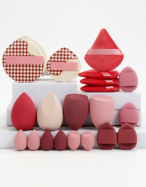 Load image into Gallery viewer, 20 Pcs Pink Makeup Sponge and Makeup Puff Set Suitable for Face Cream and Powder Concealer Powder Makeup Machine
