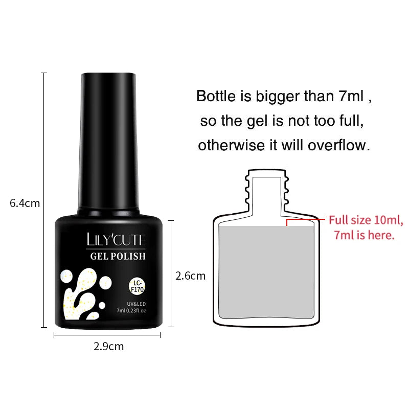 LILYCUTE 7ML Glitter Gel Nail Polish Sparkling Semi Permanent UV Gel Colorful Shinning Gel Varnish Nail Art Soak Off UV LED Gel