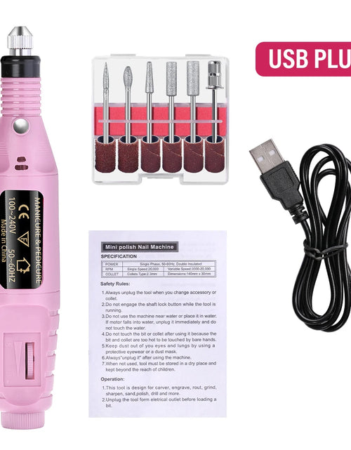 Load image into Gallery viewer, LULAA Electric Nail Drill Machine Set Pedicure Grinding Equipment Mill For Manicure  Professional Strong Nail Polishing Tool
