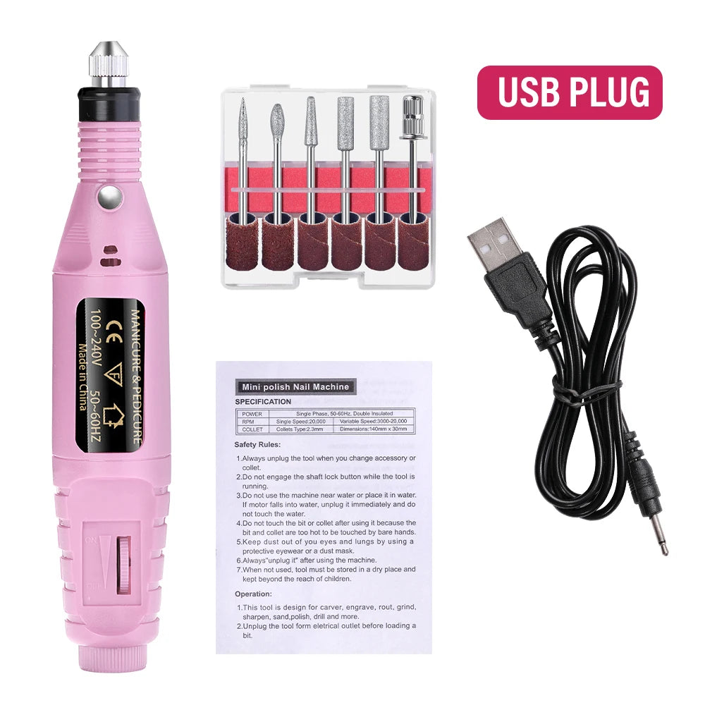 LULAA Electric Nail Drill Machine Set Pedicure Grinding Equipment Mill For Manicure  Professional Strong Nail Polishing Tool