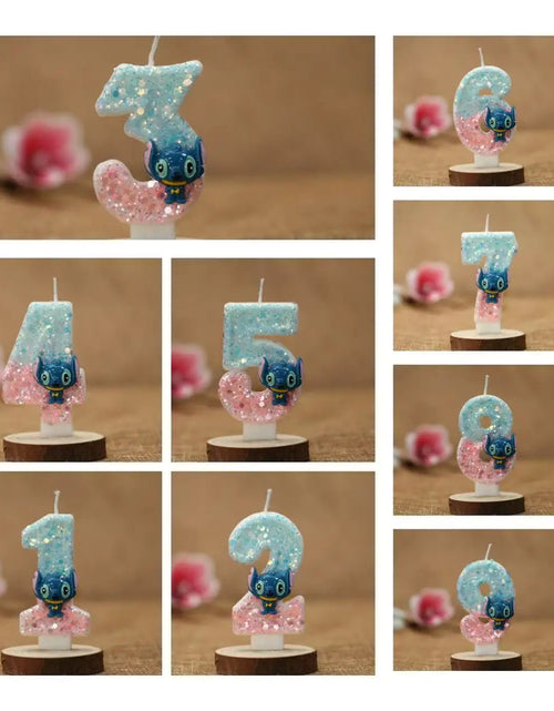 Load image into Gallery viewer, Disney Anime Lilo &amp; Stitch 0-9 Number Candle Cute 3D Stitch Cartoon Character Party Cake Plug-in Birthday Cake Decoration Gift
