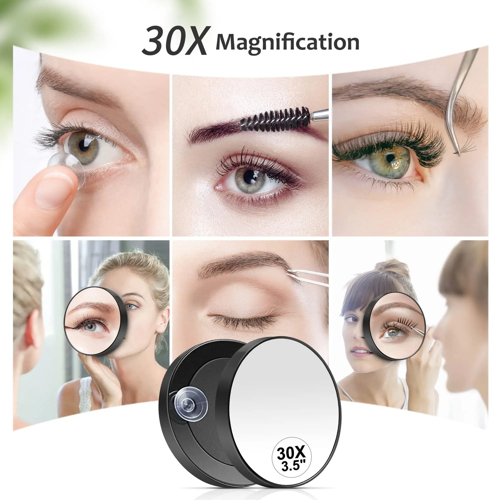 30x Magnification Mirror With Suction Cup Blackhead Magnifying Compact Remove Acne Pores Tool Bathroom Makeup Mirror