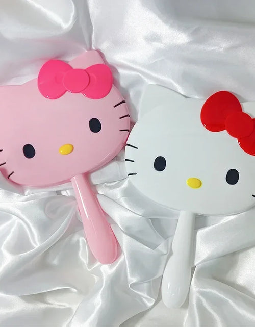 Load image into Gallery viewer, Cartoon Sanrio Hello Kitty Handheld Makeup Mirror Kawaii Kt Cat Handle Make Up Mirrors Girl Birthday Gift
