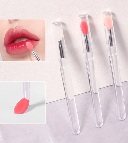 1/3/10pcs Portable Silicone Lip Brush with Cover Soft Multifunction Lip Balm Applicator Lipstick Lipgloss Makeup Brush Reusable