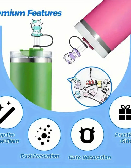 Load image into Gallery viewer, 1-8Pcs MINISO Disney Stitch Straw Cover Cap Cartoon Drink Straw Plug Reusable Dustproof Splash Proof Drinking Cup Straw Cap Gift
