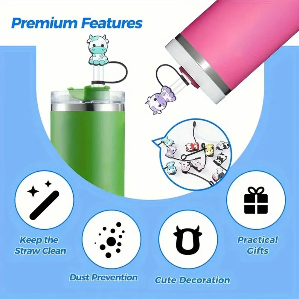 1-8Pcs MINISO Disney Stitch Straw Cover Cap Cartoon Drink Straw Plug Reusable Dustproof Splash Proof Drinking Cup Straw Cap Gift