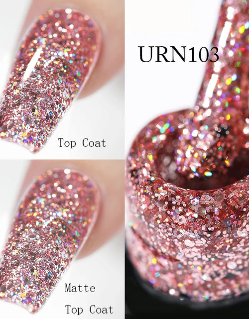 Load image into Gallery viewer, UR SUGAR 7.5ML Blue Black Red Glitter Sequin Color Gel Nail Polish Semi-permanent Varnish For Nail Art Manicure Soak Off UV Gel
