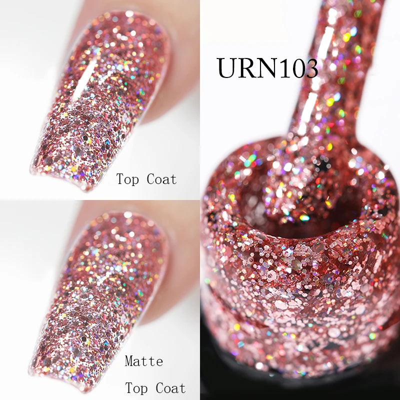UR SUGAR 7.5ML Blue Black Red Glitter Sequin Color Gel Nail Polish Semi-permanent Varnish For Nail Art Manicure Soak Off UV Gel