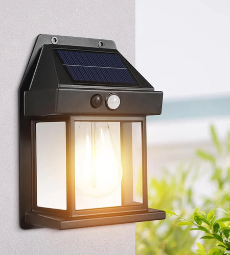 LED Solar Wall Light Outdoor, Wireless Dusk to Dawn Porch Light Unit, Solar Wall Light with 3 Modes and Motion Sensor, Entrance