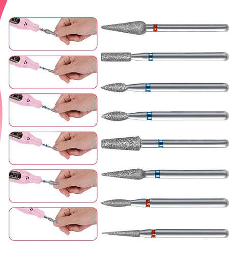 10Pcs Diamond Milling Cutter For Manicure Electric Nail Drill Bits Accessory Pedicure Machine Nail File Gel Remover Tool