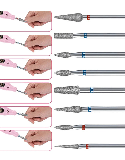 Load image into Gallery viewer, 10Pcs Diamond Milling Cutter For Manicure Electric Nail Drill Bits Accessory Pedicure Machine Nail File Gel Remover Tool
