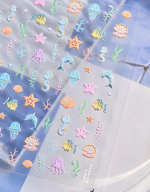 Load image into Gallery viewer, 1pcs Cute A bag of Starfish Nail Charm Stickers 3D Jelly Ocean Fish Bubble Adhesive Nail Sticker DIY Summer Nail Art Decorations
