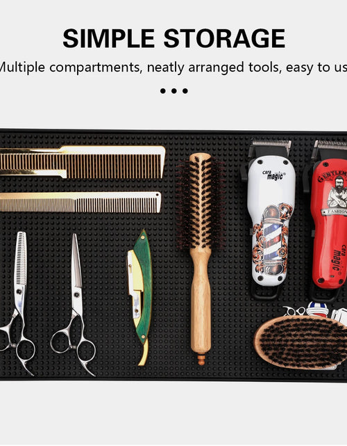 Load image into Gallery viewer, Non-Slip Barber Station Mat Cushion Pad Hairdresser Tool Organizer for Clippers Scissors Comb Trimmers Brushes - Salon Essential

