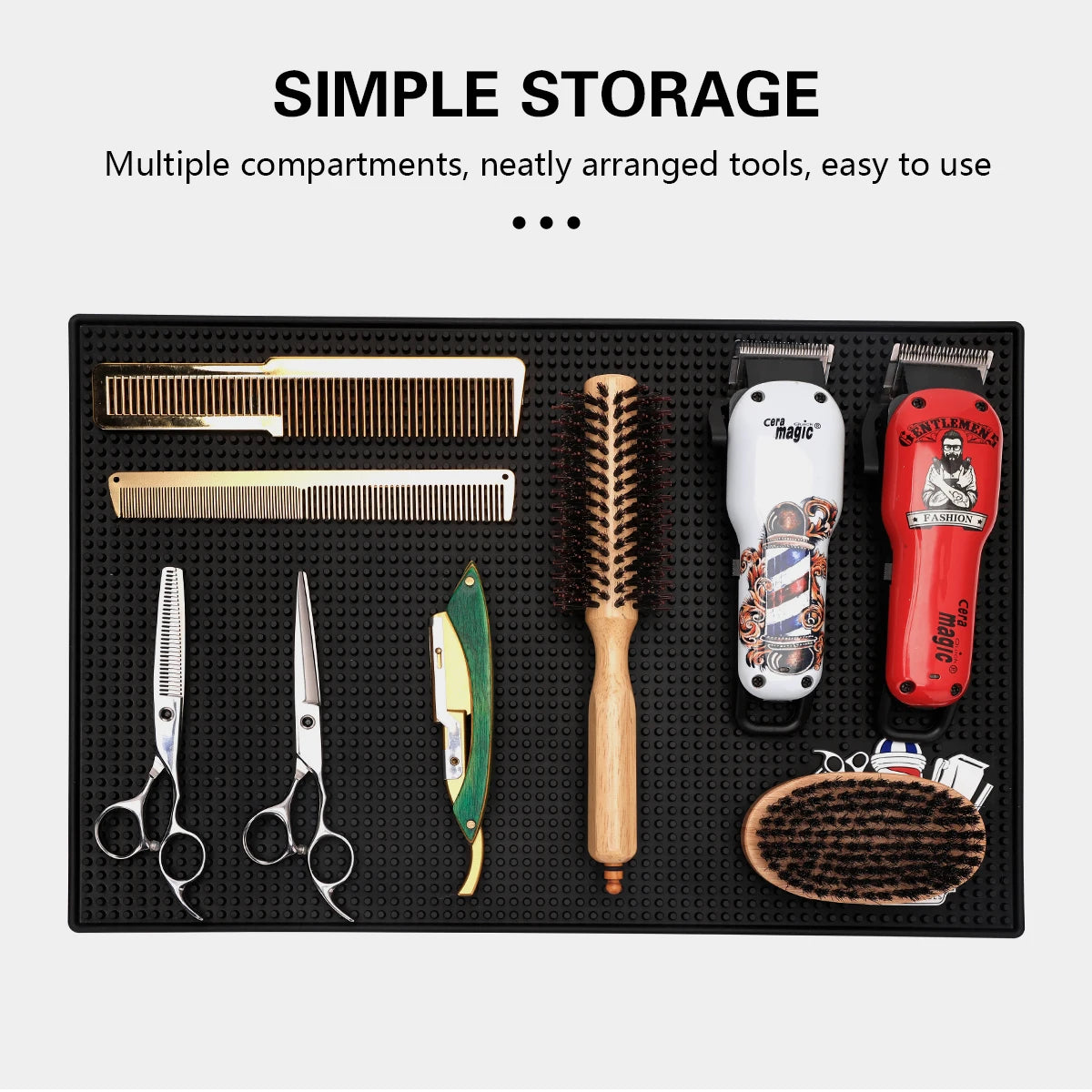 Non-Slip Barber Station Mat Cushion Pad Hairdresser Tool Organizer for Clippers Scissors Comb Trimmers Brushes - Salon Essential