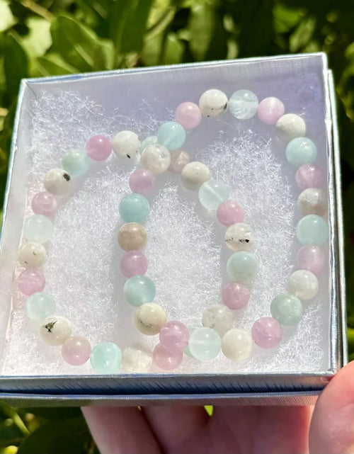 Load image into Gallery viewer, Meditation Bracelet Aquamarine Rainbow Moonstone Kunzite Grounding Meditation Bracelet Gifts for Men and Women
