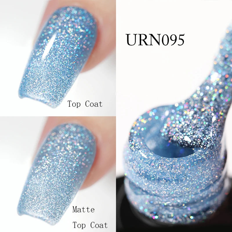 UR SUGAR 7.5ML Blue Black Red Glitter Sequin Color Gel Nail Polish Semi-permanent Varnish For Nail Art Manicure Soak Off UV Gel