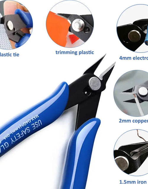 Load image into Gallery viewer, NJBLZQ Pliers Carbon Steel Pliers Electrical Wire Cable Cutters Cutting Side Snips Flush Pliers Nipper Home Hand Tools Blue
