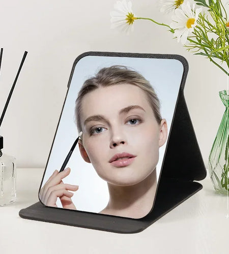 Folding Makeup Mirror High-quality Portable Desktop Makeup Mirror Single-side Creative Women Solid Color Standing Makeup Mirror