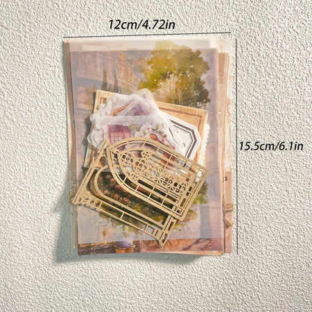 56pieces(Including stickers) Vintage Special Materials Diy Scrapbook Set,Perfect for Journal Supplies,Arts Crafts,Scrapbooking