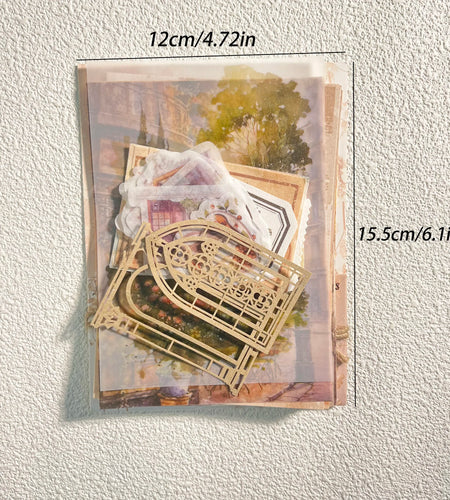 56pieces(Including stickers) Vintage Special Materials Diy Scrapbook Set,Perfect for Journal Supplies,Arts Crafts,Scrapbooking